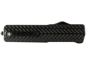 Templar Knife LAHBG52 Premium LW Large 3.55" OTF Tanto Part Serrated Black Oxide Stonewashed D2 Steel Blade, 5.25" Black Herringbone Aluminum Handle