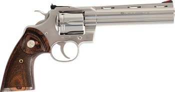 Colt Mfg PYTHONSP6WFTG Python Target 357 Mag 38 Special 6 Shot 6" Stainless Recessed Target Vent Rib Barrel, Cylinder & Frame, Walnut w/Medallion Grip, Exposed Hammer                                  