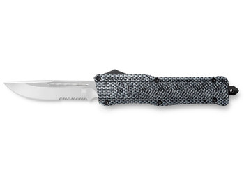 CobraTec Knives LCFCTK1LDS CTK-1 Large 3.75" OTF Drop Point Part Serrated D2 Steel Blade/ Carbon Fiber Aluminum Handle Features Glass Breaker Includes Pocket Clip