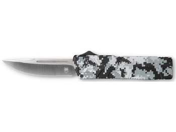 CobraTec Knives WDCCTLWDNS Lightweight 3.25" OTF Drop Point Plain D2 Steel Blade/Winter Digi Camo Aluminum Handle Includes Pocket Clip