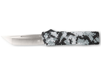 CobraTec Knives WDCCTLETNS Lightweight 3.25" OTF Tanto Plain D2 Steel Blade/Winter Digi Camo Aluminum Handle Includes Pocket Clip