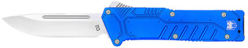 CobraTec Knives BLUSFDNS Special Forces  3.25" OTF Drop Point Plain Satin D2 Steel Blade, 4.75" Blue Textured Anodized Aluminum Handle UPC: 099654038941