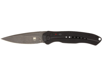 CobraTec Knives BLKDIABLOAUTO Diablo 3.50" Folding Black Stonewashed D2 Steel Blade, 4.75" Black Textured G10 Scales Handle