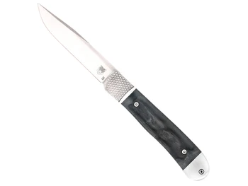 CobraTec Knives CTTHRBLK Trapper Hidden Release 3.12" OTS Drop Point Plain Satin D2 Steel Blade, 4.25" Black Bone Scales Handle