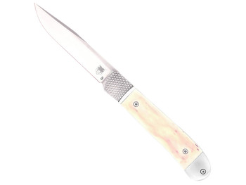 CobraTec Knives CTTHRWT Trapper Hidden Release 3.12" OTF Drop Point Plain Satin D2 Steel Blade, 4.25" White Bone Scales Handle