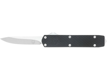 CobraTec Knives MNBLKMGEN2DNS Mini Mamba Gen II 2.25" OTF Plain Stonewashed D2 Steel Blade, 3.38" Black Textured Anodized Aluminum Handle