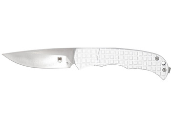 CobraTec Knives CTCLNHRSIL Cyclone Hidden Release 3" OTF Plain Satin D2 Steel Blade, 4" White Aluminum Handle