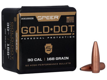 Speer 308168GD Gold Dot 30Cal 168gr Soft Point 50 Per Box/20 Case
