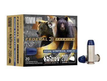 Federal P10SHC1 Premium 10mmAuto 200gr Solid Core Synthetic Flat Nose 20 Per Box/10 Case