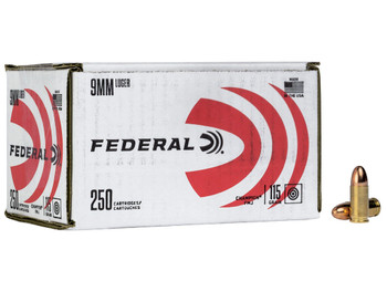 Federal C9115A250 Champion Training 9mmLuger 115gr Full Metal Jacket 250 Per Box/4 Case