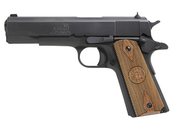 Iver Johnson Arms 1911A1938 1911 A1 38 Super 9+1 5" Black Steel Barrel, Matte Blued Serrated Steel Slide & Frame w/Beavertail, Double Diamond Checkered Walnut Grip