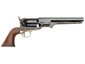 Pietta PF51CH36712 1851 Navy Steel 36 Cal 7.50" 6rd Color Case Hardened Frame Blued Cylinder Blued Octagon Barrel Walnut Grip