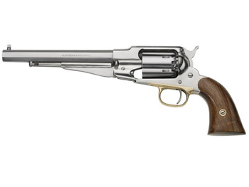Pietta PF58SS448 1858 Remington Army 44 Cal 8" 6rd Stainless Steel Frame, Cylinder & Octagon Barrel, Walnut Grip, Brass Trigger Guard