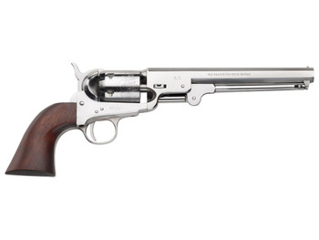Pietta PF51OS36712 1851 Navy "Old Silver" 36 Cal 7.50" 6rd Old Silver Frame, & Octagon Barrel, Walnut Grip