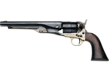 Pietta PF60OWS448 1860 Old West 44 Cal 8" 6rd Blued & Engraved Cylinder, Blued Steel Barrel, Wood Grip