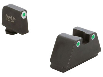 AmeriGlo GL330 Optic Compatible Sight Set for Glock 2XL Tall Green Tritium White Outline Front Sight-Green Tritium White Outline Rear Sight