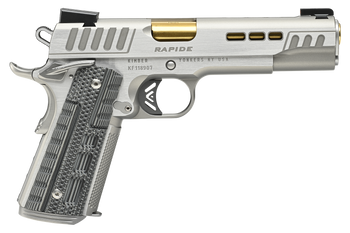 Kimber Mfg.,inc 3000423 Rapide Dawn 45 ACP 8+1 5" Gold TiN Stainless Steel Barrel, Lightening Cut/Serrated Stainless Steel Slide, Stainless Steel Frame w/Beavertail, Black & Gray G10 Grip             