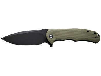 Civivi Knives C803F Praxis 3.75" Folding Plain Black Stonewashed 9Cr18MoV SS Blade, OD Green Textured G10 Handle