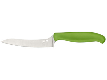 Spyderco K14PGN Z-Cut Pointed 4.40" Fixed Plain Stonewashed CTS BD1N SS Blade, Green Textured Polypropylene Handle