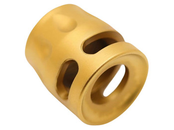 True Precision Inc TPSMICROG Micro Compensator S-Type Gold 416R Stainless Steel 1/2"x28 Threads 9mm/380 ACP