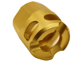 True Precision Inc TPYMICROG Micro Compensator Y-Type Gold 416R Stainless Steel 1/2"x28 Threads 9mm/380 ACP