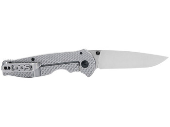 S.O.G SOG14180157 Flash FL 3.40" Folding Drop Point Plain Satin 4116 Stainless Steel Blade/Silver Stainless Steel Handle Includes Pocket Clip
