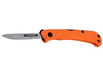 Hogue 35834 Expel 2.50" Folding Scalpel Plain Satin High Carbon Steel Blade, Blaze Orange Textured G10 Scales/SS Handle