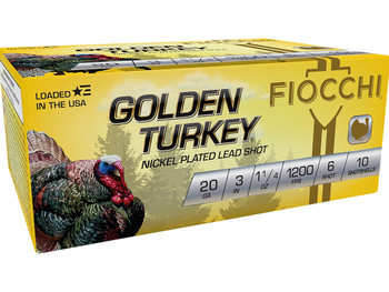 Fiocchi 203TRKC6 Golden Turkey 20Gauge 3" 1 1/4oz 6Shot 10 Per Box/10 Case