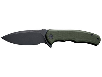Civivi Knives C18026C-1 Praxis Mini 2.98" Folding Drop Point Plain Black Stonewashed D2 Steel Blade, OD Green Textured G10 Handle