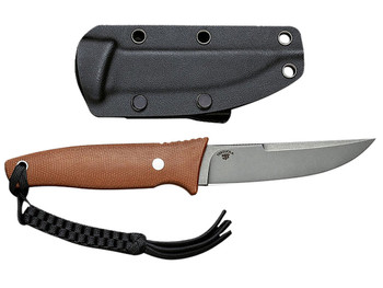 Civivi Knives C19046-5 Tamashii 4.07" Fixed Straight Back Plain Gray Stonewashed D2 Steel Blade, 4.73" Brown Textured Canvas Micarta Handle