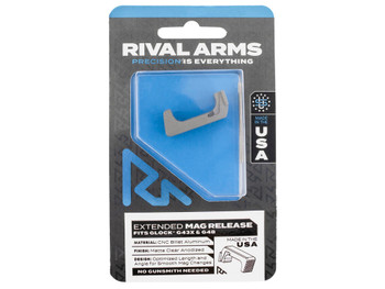 Rival Arms RA72G004D Magazine Release Extended Silver Aluminum for Glock 43X, 48