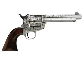 Taylors & Company 555160 1873 Cattleman Uberti 45 Colt (Long Colt) 6 Shot 4.75" White Engraved Round Barrel, Cylinder & Steel Frame, Black Polymer Navy Grip, Exposed Hammer