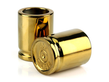 Caliber Gourmet CBGSG1002 Caliber Gourmet Shot Glasses Gold Ceramic 1 Pair