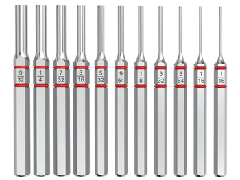 Real Avid AVAPKS Accu-Punch Standard Pin Punch Set Silver Steel Universal Firearm 11 Pieces