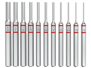 Real Avid AVAPKS Accu-Punch Standard Pin Punch Set Silver Steel Universal Firearm 11 Pieces