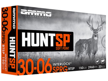 Ammo Inc 3006150SPA20 Hunt 30-06Springfield 150gr Soft Point 20 Per Box/10 Case