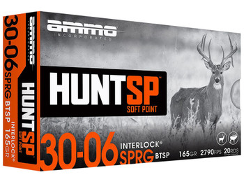 Ammo Inc 3006165SPA20 Hunt 30-06Springfield 165gr Soft Point 20 Per Box/10 Case