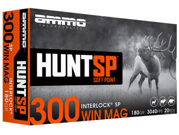 Ammo Inc 300WM10SPA20 Hunt 300Win 180gr Soft Point 20 Per Box/10 Case