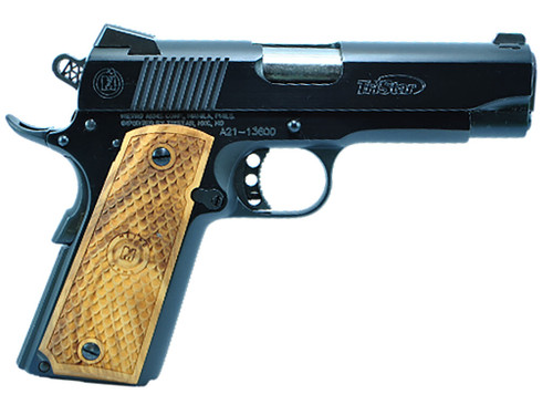 TriStar 85624 American Classic Commander 1911 9mm Luger 9+1 4.25" Stainless Steel Barrel, Blued Steel Serrated Slide, Blued Steel Frame w/Beavertail, Wood Grip, Right Hand