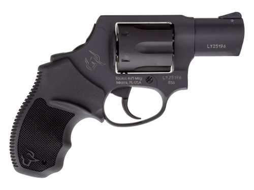Taurus 2-856021CH 856 Small 38 Special +P 6 Shot 2" Matte Black Carbon Steel Barrel, Cylinder & Frame, Black Finger Grooved Rubber Grip, Transfer Bar Safety, Concealed Hammer