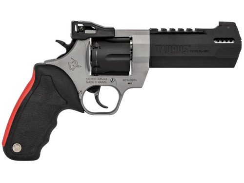 Taurus 2440055RH Raging Hunter 44 Rem Mag 6rd 5.12" Matte Black Oxide Cylinder & Barrel Matte Stainless Steel Frame Black Rubber with Integrated Red Cushion Insert Grip