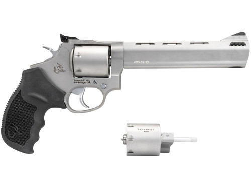 Taurus 2-692069 692 Medium 38 Special +P/357 Mag/ 9mm Luger 7 Shot 6.50" Matte Stainless Vent Rib Barrel, Cylinder & Frame, Black Ribber Grip, Transfer Bar Safety, Exposed Hammer, 2 Cylinders