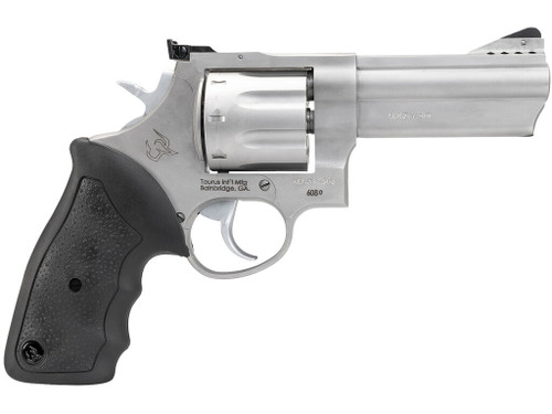 Taurus 2-608049 608 Large 357 Mag/38 Special +P 8 Shot 4" Matte Stainless Steel Ported Barrel, Cylinder & Frame, Black Finger Grooved Rubber Grip, Transfer Bar Safety, Exposed Hammer