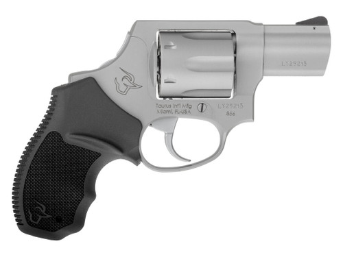Taurus 2-856029CH 856 Small 38 Special +P 6 Shot 2" Matte Stainless Steel Barrel, Cylinder & Frame, Black Finger Grooved Rubber Grip, Transfer Bar Safety, Concealed Hammer