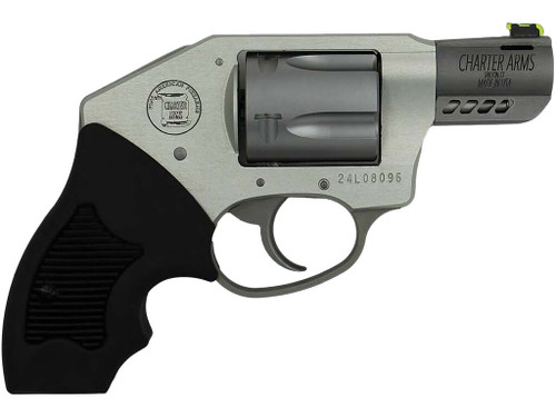 Charter Arms 53801 Off Duty Coyote 380 ACP 5rd 2" Matte Stainless Ported Barrel & Cylinder, Anodized Aluminum Frame, Black Finger Grooved Rubber Grip, Concealed Hammer