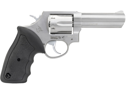 Taurus 2-650049 65 Medium 357 Mag/38 Special +P 6 Shot 4" Matte Stainless Steel Barrel, Cylinder Matte & Frame, Black Finger Grooved Rubber Grip, Transfer Bar Safety, Exposed Hammer