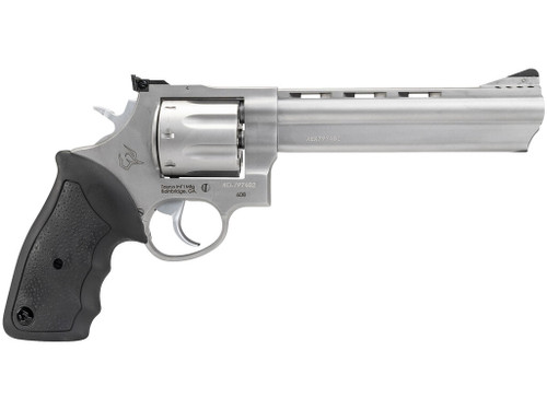 Taurus 2-608069 608 Large 357 Mag/38 Special +P 8 Shot 6.50" Matte Stainless Steel Ported Barrel, Cylinder & Frame, Black Finger Grooved Rubber Grip, Transfer Bar Safety, Exposed Hammer