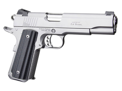 Ed Brown BASESS2A 1911 2nd Amendment 45 ACP 7+1 5" Stainless Steel Barrel, Serrated Slide & Frame, Black Alien G10 Grip, Right Hand
