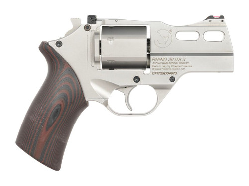 Chiappa Firearms CF340353 Rhino 30SARX *CA Compliant 357 Mag 6 Shot 3" Stainless Steel Barrel & Cylinder, Stainless Alloy Frame, Black/Red G10 Grip
