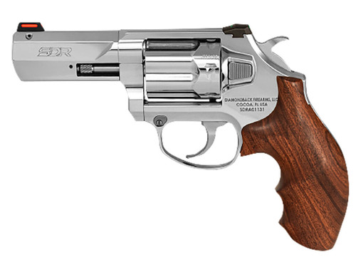 Diamondback DB075AS703 SDR Sports South Exclusive 357 Mag/38 Special +P 6 Shot 3" Polished Stainless Steel Barrel, Cylinder & Frame, Hogue Wood Grip, Exposed Hammer